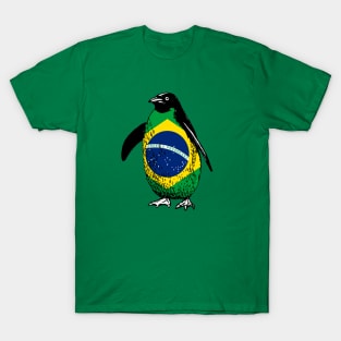 Brazil Penguin Flag of Brazil | Vintage Penguin Supporting Brazil T-Shirt